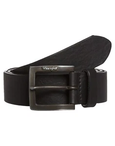 Nuevo cinturón de jean Wrangler para hombre con hebilla de cable lazo de cuero premium negro - Imagen 1 de 3