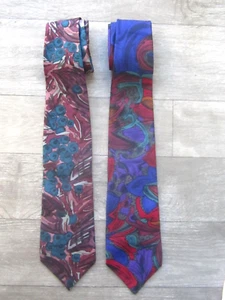 Lot of 2 Colorful Poly/Silk John Weitz Neck Ties - Picture 1 of 5