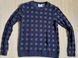 Topman Mens Pullover Sweater Dark Navy And Grey Check Knit Long Sleeve X Small - Picture 1 of 6