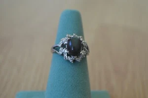 1.25ct Ethiopian Black Opal / Zircon Ring ~ Fine Sterling Silver Size 6.75 - Picture 1 of 9