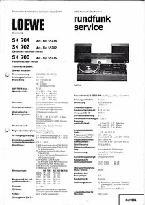 Service Manual Instructions for Loewe Sk 704, Sk 702, Sk 700 - Picture 1 of 1
