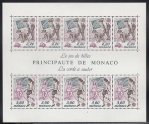 MONACO Marbles & Jumping Rope MNH souvenir sheet - Picture 1 of 1