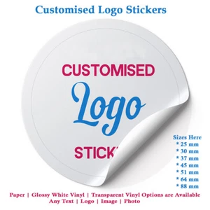 PERSONALISED ROUND PRINTED STICKERS CUSTOM LOGO LABELS BUSINESS GLOSS / MATTE - Picture 1 of 13