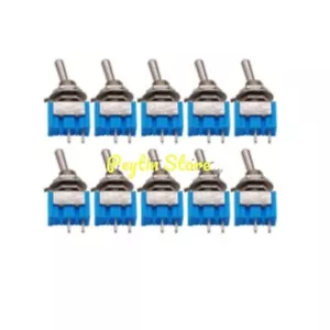 500) MTS-101 2 Pin SPST Switch ON-OFF 2 Position 6mm Blue Mini Toggle Switches - Picture 1 of 2