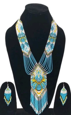 Pendientes Collar Boho Cuentas Hechos a Mano Cuentas Semilla Americano Ucraniano Tradicional Foto 1 de 2