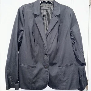 Lane Bryant Women's Size 24 Two Button Blazer Black Long Sleeve Cotton Blend - Picture 1 of 7