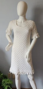 Sara Campbell 1980s Vtg Scrunch Knit Pull Over Sheath Towel Dress USA Made Sz S - Picture 1 of 18