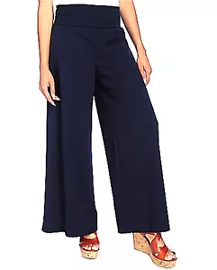 V. by Vanessa Williams Ruched Waist Fold-over Wide Leg Palazzo Pants Size M~L - Picture 1 of 8