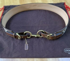 Cintura originale Coach punta di cavallo in pelle e jacquard - Foto 1 di 12