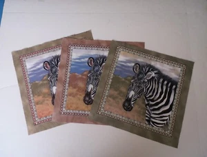 Fabric Cotton Zebra Panel, Square - Select Color Background - Sew Craft Quilt - Picture 1 of 6