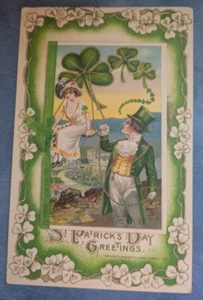Antique Postcard John Winsch St. Patrick's Day Attached Booklet Romantic Couple - Picture 1 of 4