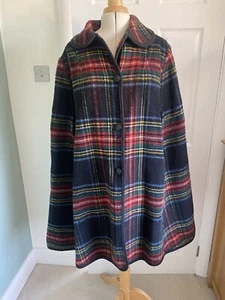 Vintage 1960s/70s wool reversible tartan cape mid century blanket coat cloak - Picture 1 of 24