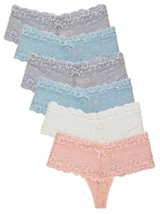 Barbra Lingerie Thongs Underwear for Women 6 Pack Lace Sexy Female Thong Panties - Picture 1 of 5