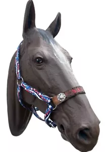custom personalized nylon horse halter in all sizes in the Patriotic pattern - Picture 1 of 5