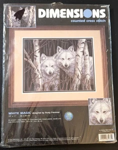Dimensions Cross Stitch Kit "White Magic" Wolves Wildlife Nature 14 Count - Picture 1 of 3