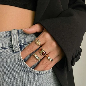 4Pcs Personality Versatile Boho Ring Set Sweet Cool Geometric Finger Ring Gifts - Picture 1 of 10