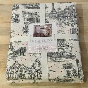 Mantel oblongo de algodón Rachel Zoe 60”x104” nuevo con etiquetas beige casa parisina en mal estado - Imagen 1 de 5