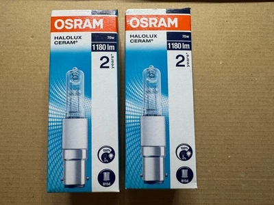 2 x Osram 64494 2800 K 230V B15d 70W Halogen Halolux CERAM in OVP Neu - Bild 1 von 2
