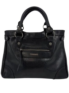 Vintage Victoria's Secret schwarze Ledertasche mit Hot Pink Innen Y2K 90er-Anfang 00er - Bild 1 von 17