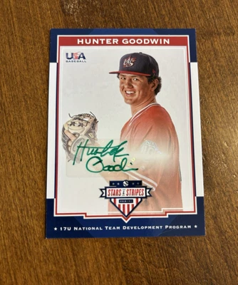 Hunter Goodwin 2017 Panini USA Baseball Stars Stripes Green Auto #25 Georgia /5 - Image 1 of 2