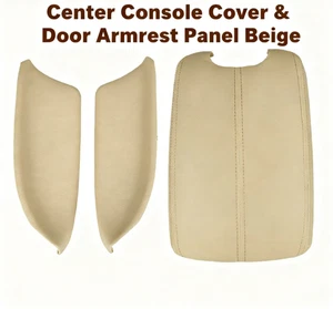 3 PCS Door Armrest Hand Leather Arm Rest Cover Beige For Honda Accord 08-12 - Picture 1 of 16