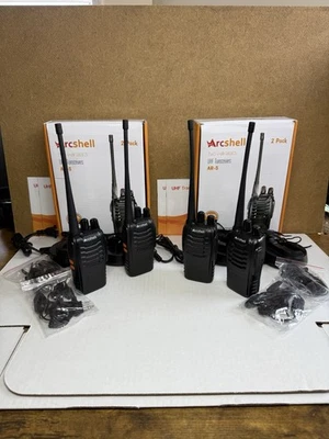 2x Sets of Arcshell AR-5 Two-Way Walkie Talkies w/ Charger & Accessories 4x Pack - Image 1 of 4