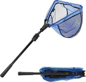 SANLIKE Fishing Net Folding Landing Net with Extra Long Telescoping Pole Handle, - Picture 1 of 12