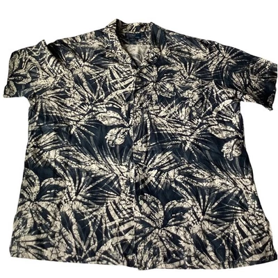 Polo Ralph Lauren 男式 XL Clayton 夏威夷营地衬衫丝绸亚麻棕榈度假村 — 第 1/4 张图片