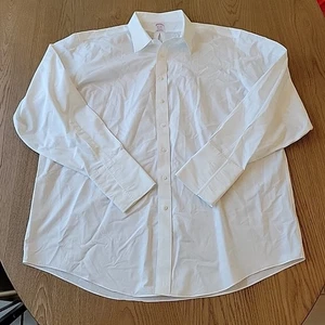 Brooks Brothers Camicia Uomo 19 37 Bianco Madison Fit Non Ferro Supima Cotone Abito - Foto 1 di 11