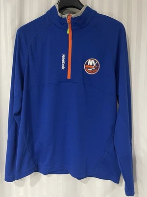 Vintage New York Islanders Reebok Quarter Zip Pullover Large Blue Isles Schaefer - Image 1 of 4