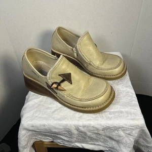 Vintage 90s Destroy Leather Boots taupe Plateau Toggles Side Zip EU 38 US 7,5 - Bild 1 von 12