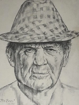 熊布莱恩特铅笔艺术熊 133/500 艺术家签名 1981 年阿拉巴马州足球 — 第 1/4 张图片