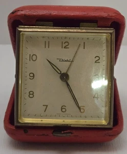 Reloj de Viaje Diehl Vintage Estuche Rojo Funciona Hecho en Alemania - Imagen 1 de 5