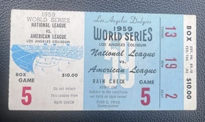 1959 WORLD SERIES TICKET STUB GAME 5 SANDY KOUFAX 1st WORLD SERIES START! - Picture 1 of 4