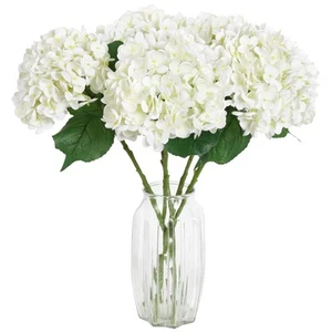 4PCS Real Touch White Hydrangea Artificial Flowers 21'' Large Latex Fake Hydr... - Picture 1 of 7
