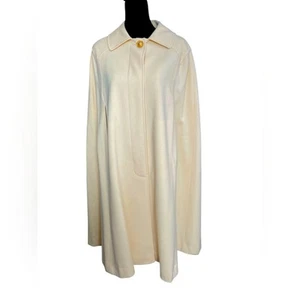 Vintage Ivory 100% Wool Cape With Pockets, Size Medium/Large, Retro Glam, Luxury - Picture 1 of 11