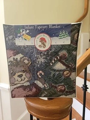 Manta tapiz Navidad oso de peluche 53" x 36" nuevo rasgado en embalaje  Foto 1 de 4