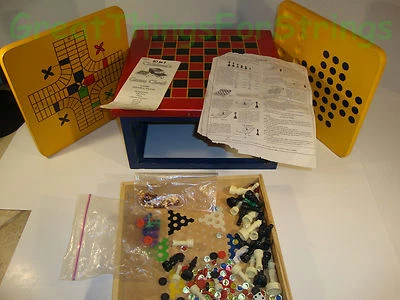 Fundex 10 in 1 Childrens Family Game Chest Red and Blue Board Games Chess Kids - Image 1 of 2