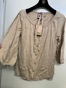 JUICY COUTURE BEAUTIFUL BEIGE CASHMERE&SILK TUNIC CARDIGAN SWEATER L NWT$188 - Picture 1 of 10