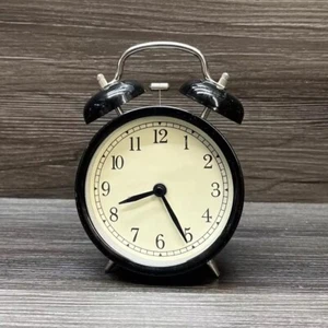 IKEA DEKAD Dual Bell Alarm Clock Black Vintage Retro Style Battery Power Analog - Picture 1 of 5