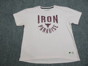 Under Armour Shirt Womens Medium Pink Project Iron Paradise Logo Loose Heatgear - Picture 1 of 13