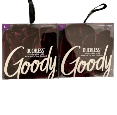 Scrunchie de terciopelo borgoña Goody, 3 paquetes - sujeción cómoda Foto 1 de 2