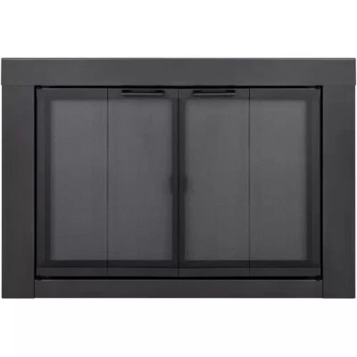 Pantalla de fuego de vidrio Carson de hierro vintage (tamaño #3) | CN-1003 | plegable 37,5" de ancho x 32" de alto Foto 1 de 2