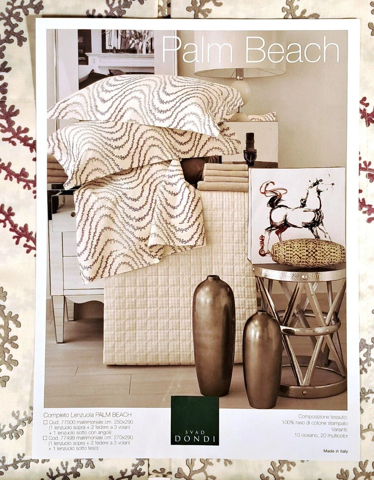 Completo letto lenzuolo matrimoniale con Angoli, Palm Beach pregiato raso cotone - Immagine 1 di 4