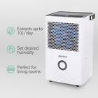 ElectriQ 10 litre Dehumidifier - White, Antibacterial and Humidistat built-in