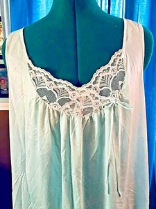 VINTAGE LINGERIE Short Length NIGHTGOWN SLEEVELESS Free Size Light Blue NYLON - Picture 1 of 7