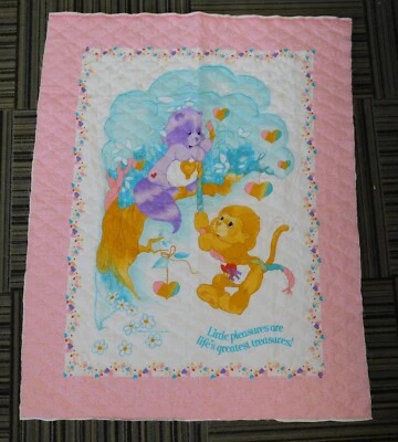 Manta acolchada vintage años 80 Care Bears sin encuadernar tela y bateo #2836 Foto 1 de 4