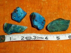 LOTTO 4 PZ CHRYSOCOLLA LEVIGATO PERUVIANO 1/4 libbra lapidario grezzo - Foto 1 di 2