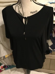 Liz Claiborne ~ Serene Touch ~ schwarze Slinky geraffte Seiten ~ schwarz Größe Small, neu mit Etikett - Bild 1 von 7