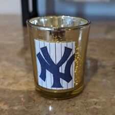 MLB Baseball Gold Mercury Glass Candle Holder with Flameless Tealight Included